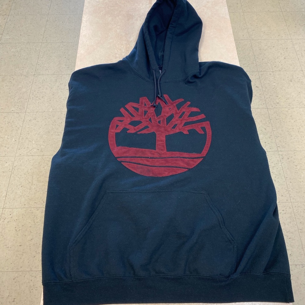 Black and Burgundy embroidered  Timberland Hoodie